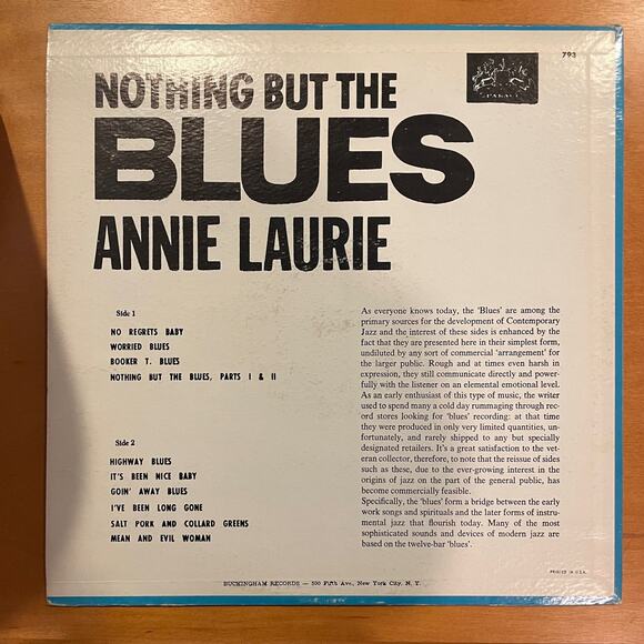 Annie Laurie w/Specs Williams Quartet - Nothing But The Blues LP vinyl record - Picture 2 of 4